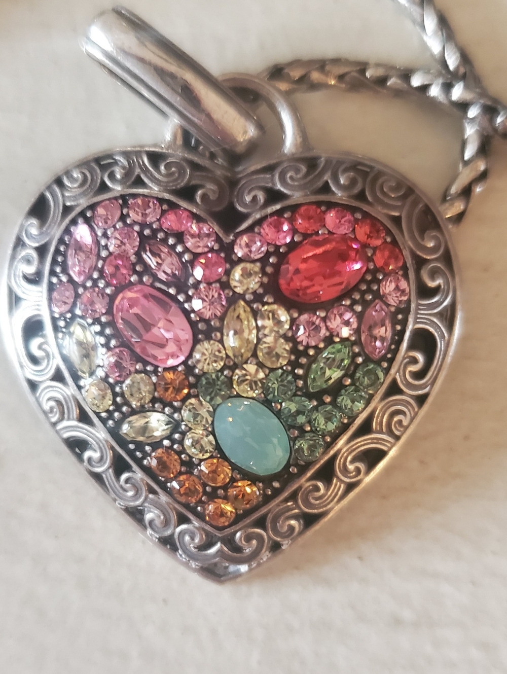 Brighton 16" Heart Necklace with Rainbow Colored Stones - Picture 8 of 9